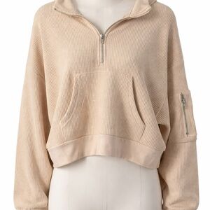 Half-Zip Cropped Pullover Hoodie NWOT
